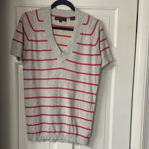 Ben Sherman Gray and Pink V-Neck Sweater
